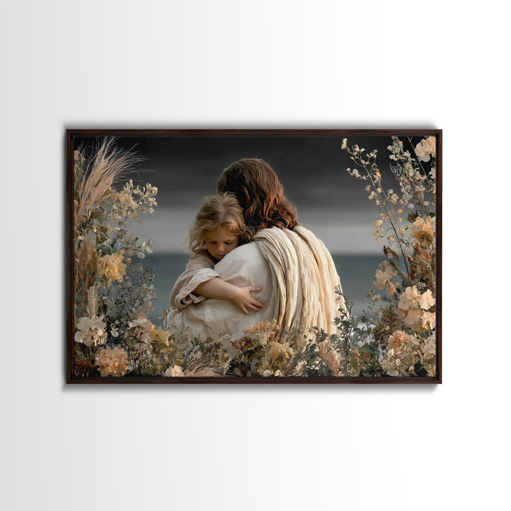 Embrace Of Peace | Framed Canvas Print | Jesus Painting | Christian Wall Art | Christian Art Canvas | Subtle Christian Art | Christian Deco