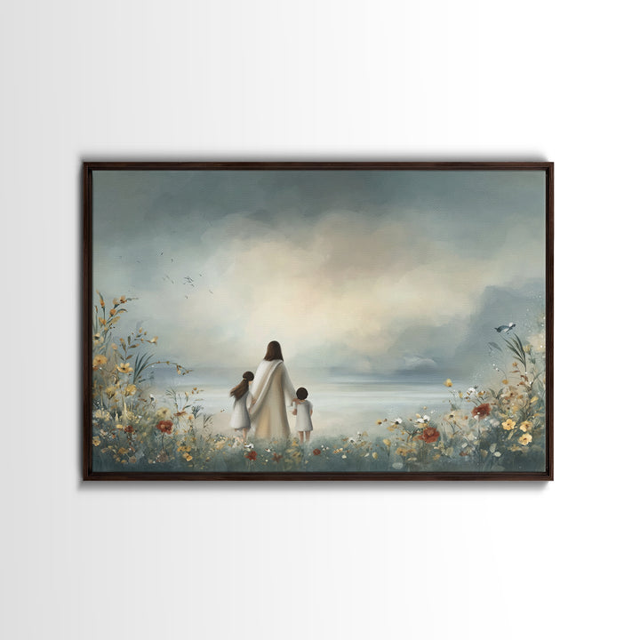 Gentle Path Hope | Framed Canvas Print | Christian Art Canvas | Christian Wall Art | Jesus Painting | Minimalist Christian Art | Christian