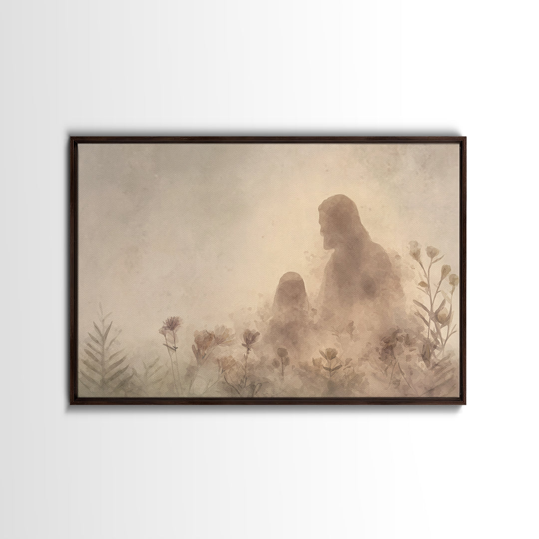 Sacred Silhouette Calm | Framed Canvas Print | Minimalist Christian Art | Christian Wall Art | Christian Art Canvas | Jesus Painting | Subt
