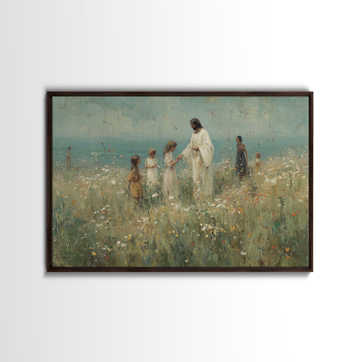 Fields Of Mercy – Framed Canvas Print – Christian Wall Art – Jesus Painting – Christian Art Canvas – Pastoral Scenery – Christian Christmas
