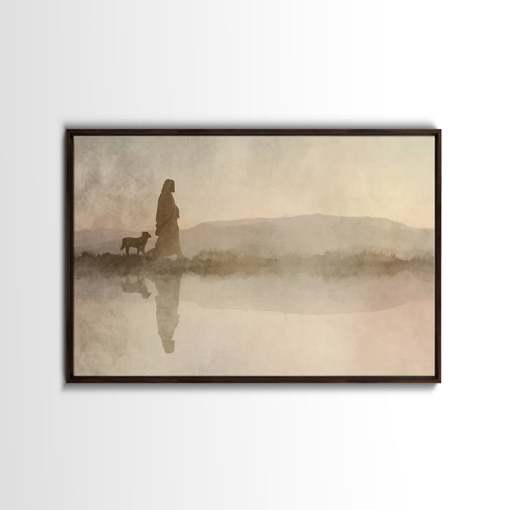 Dawnlight Promise – Framed Canvas Print – Christian Art Painting – Jesus Canvas Art – Christian Decor For Home – Subtle Christian Art – Chr