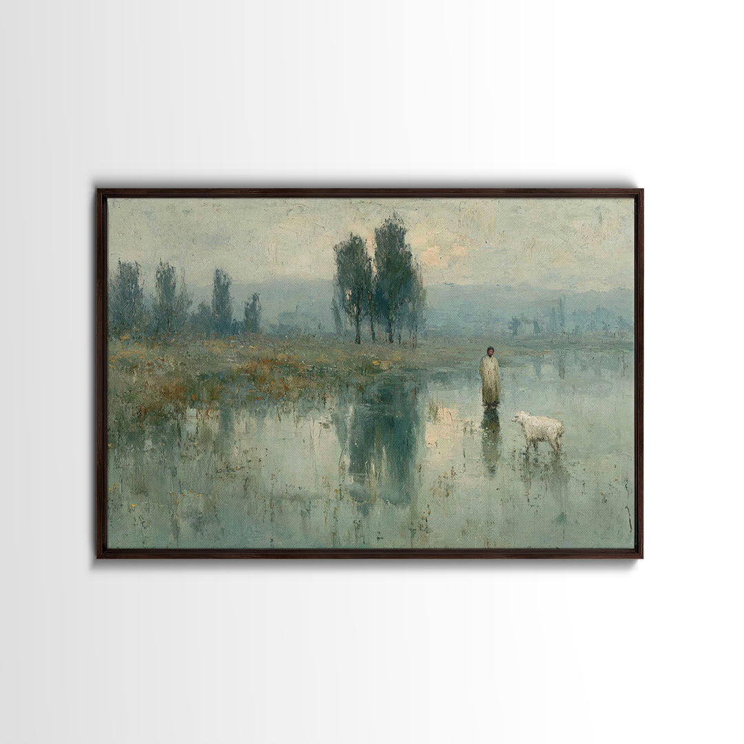 Silent Meadow Hope – Framed Canvas Print – Christian Art Canvas – Jesus Painting – Minimalist Christian Art – Christian Gift – Christmas Ar