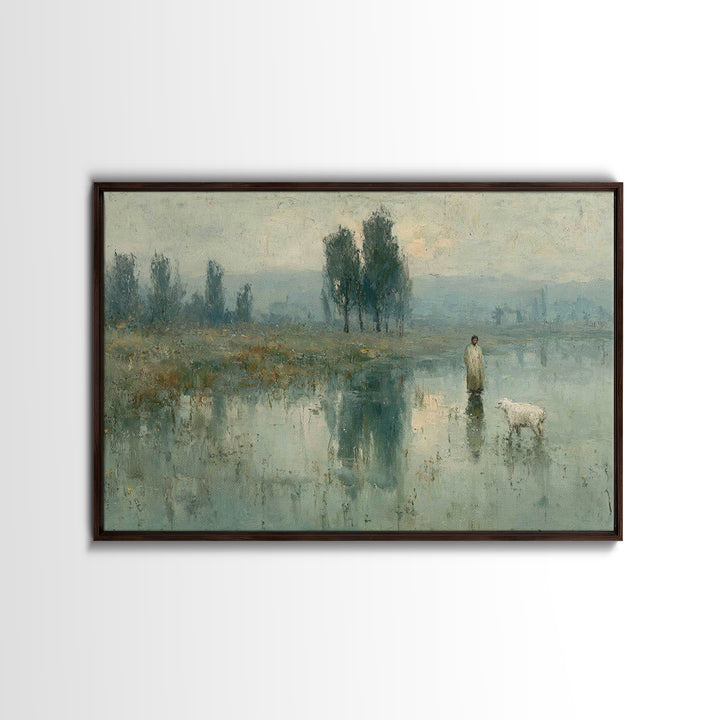 Silent Meadow Hope – Framed Canvas Print – Christian Art Canvas – Jesus Painting – Minimalist Christian Art – Christian Gift – Christmas Ar