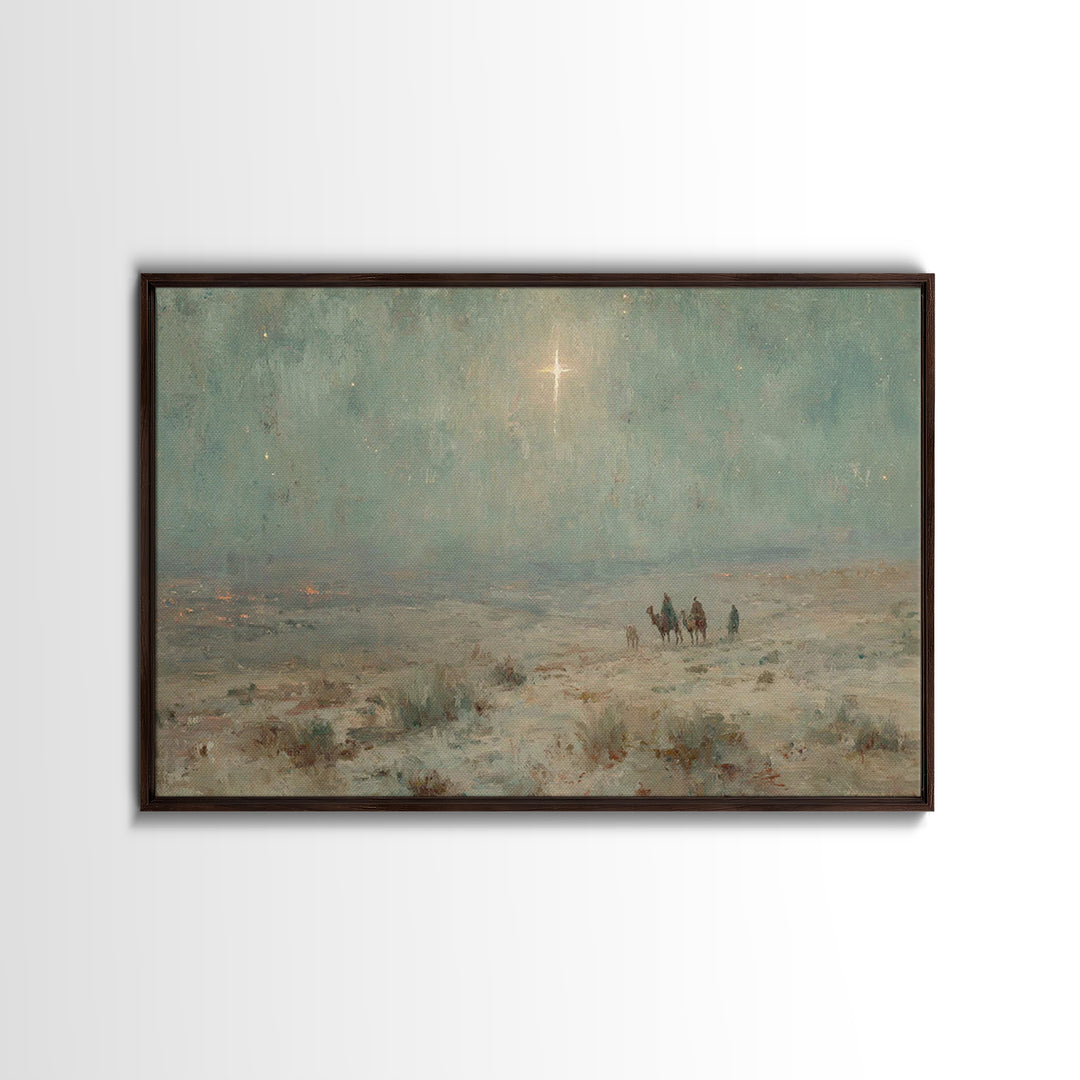 Star Of Bethlehem | Framed Canvas Print | Christmas Art | Christian Wall Art | Christian Art Canvas | Vintage Christian Art | Christian Chr