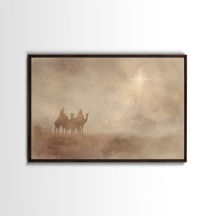 Desert Star Watch | Framed Canvas Print | Christian Art Work | Christmas Art Prints | Moody Christmas Art | Christian Wall Art | Christmas