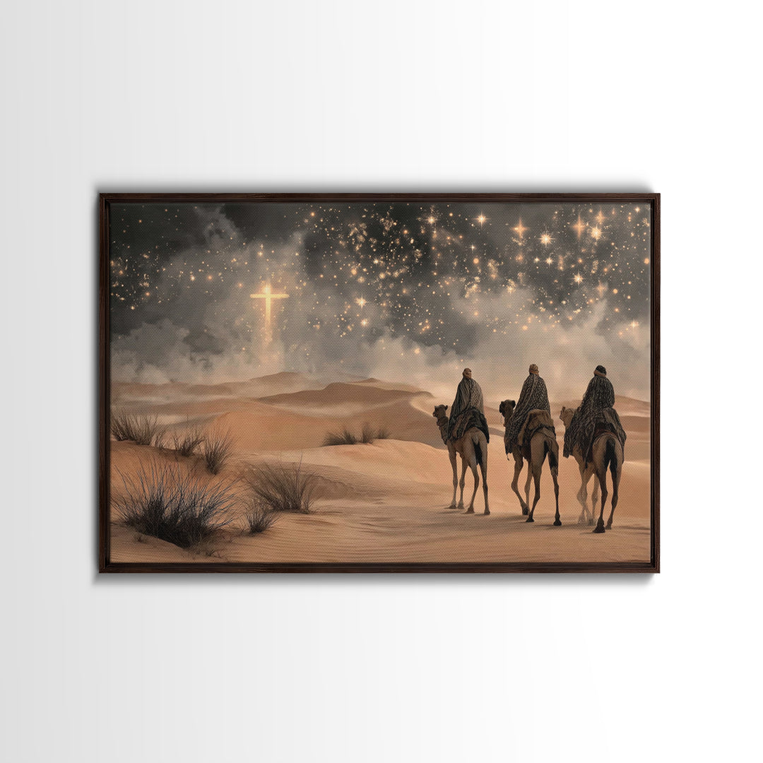 Radiant Desert Star – Framed Canvas Print – Christian Christmas Art – Christian Wall Art – Christmas Art Prints – Christian Art Canvas – La