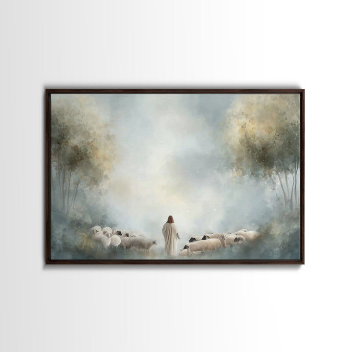 Shepherd Of Peace – Framed Canvas Print – Christian Wall Art – Christian Art Canvas – Jesus Painting – Subtle Christian Art – Christian Gif