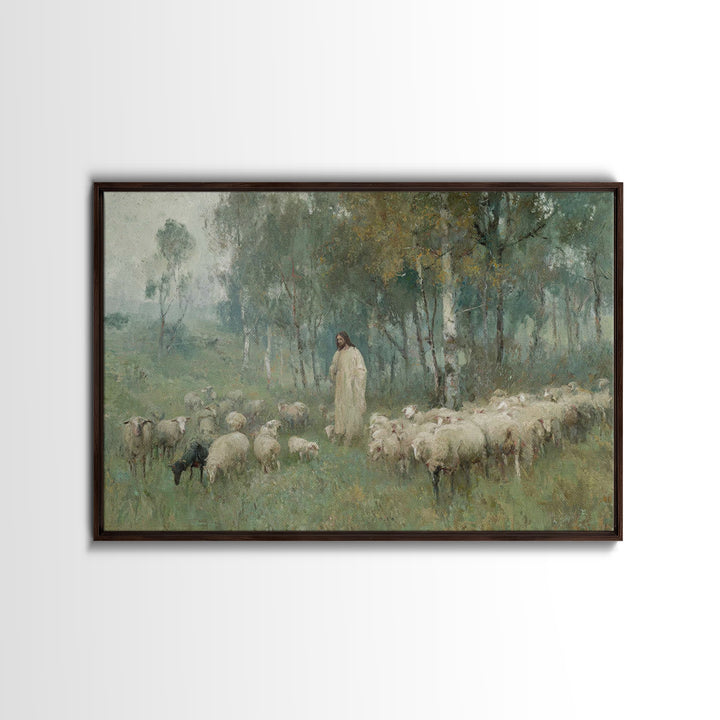 Grace In The Meadow | Framed Canvas Print | Christian Art Print | Jesus Painting | Christian Wall Art | Large Christian Art | Christian Art