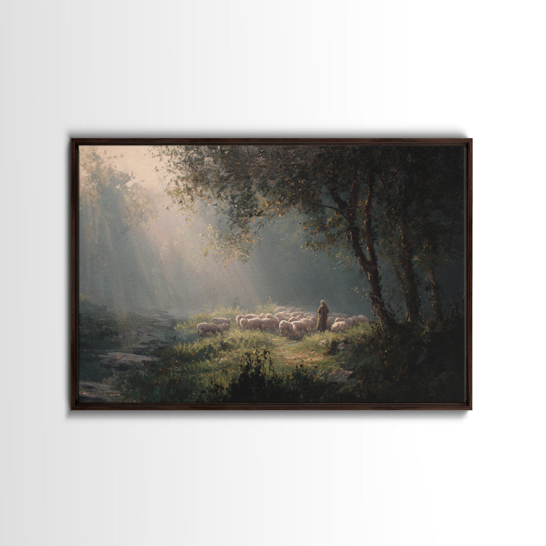 Valley Of Gentle Mercy – Framed Canvas Print – Christian Art Painting – Jesus Painting – Christian Art Canvas – Christian Wall Art – Subtle