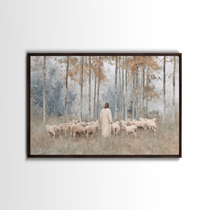Autumn Sheep Path – Framed Canvas Print – Christian Art Canvas – Subtle Christian Art – Christian Paintings – Christian Wall Art – Christia