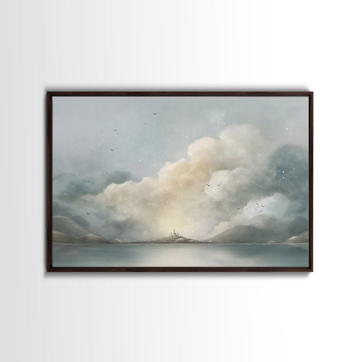 Gathered In Stillness, Framed Canvas Print, Christian Art Canvas, Christian Wall Art, Jesus Painting, Subtle Christian Paintings, Christian
