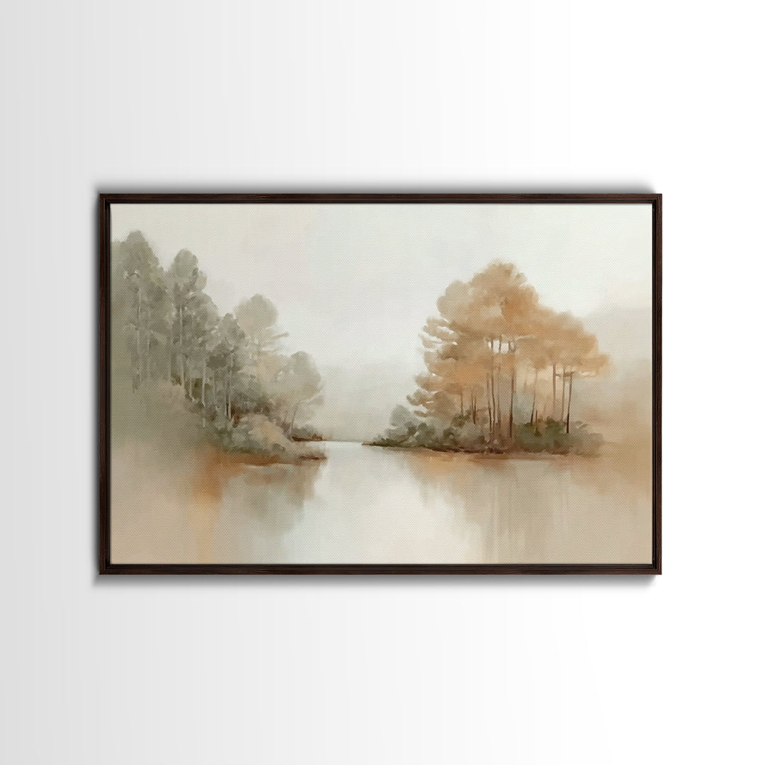 Autumn River Peace, Framed Canvas Print, Christian Wall Art, Christian Art Canvas, Minimalist Christian Art, Christian Art Print, Modern Ch