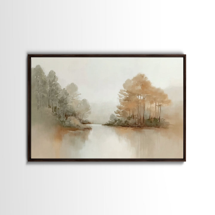 Autumn River Peace, Framed Canvas Print, Christian Wall Art, Christian Art Canvas, Minimalist Christian Art, Christian Art Print, Modern Ch