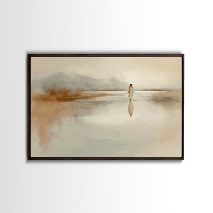 Quiet Water Journey | Framed Canvas Print | Jesus Painting | Christian Wall Art | Christian Art Canvas | Large Jesus Painting | Christian A