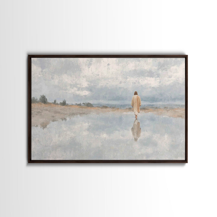Walking In Peace, Framed Canvas Print, Christian Art Canvas, Christian Wall Art, Jesus Painting, Christian Christmas Art, Modern Christian