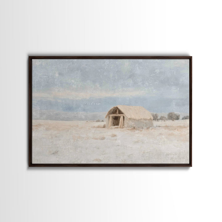 Humble Shelter Peace | Framed Canvas Print | Christmas Art Framed | Christian Christmas Decor | Christian Art Canvas | Christmas Wall Art |