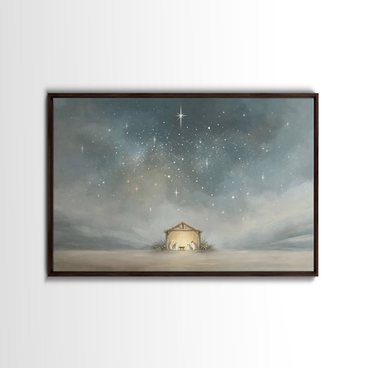 Holy Night Shelter | Framed Canvas Print | Christian Art Canvas | Christmas Art Work | Christian Christmas Art | Christian Wall Art | Chris