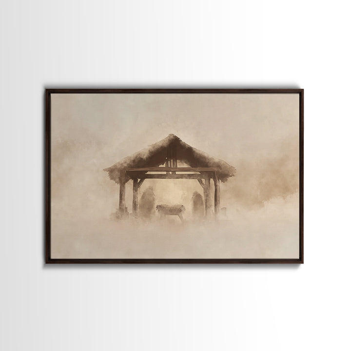 Nativity Stillness – Framed Canvas Print – Christian Christmas Art – Christian Art Canvas – Christian Wall Art – Christmas Art Prints – Chr
