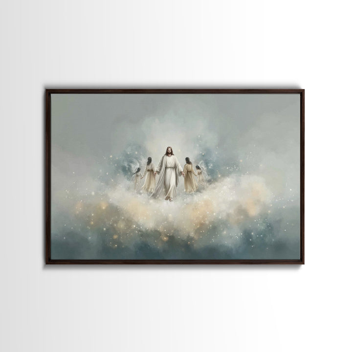 Heavenly Gathering – Framed Canvas Print – Christian Art Canvas – Jesus Painting – Christian Wall Art – Modern Christian Art – Christian Pa