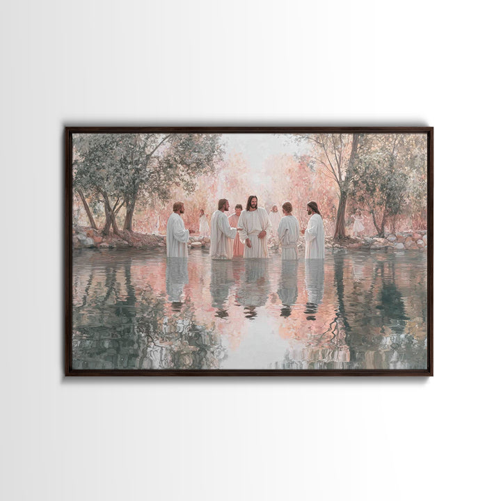 Sacred Waters Gathering – Framed Canvas Print – Christian Art Canvas – Jesus Painting – Christian Wall Art – Large Christian Art – Christia