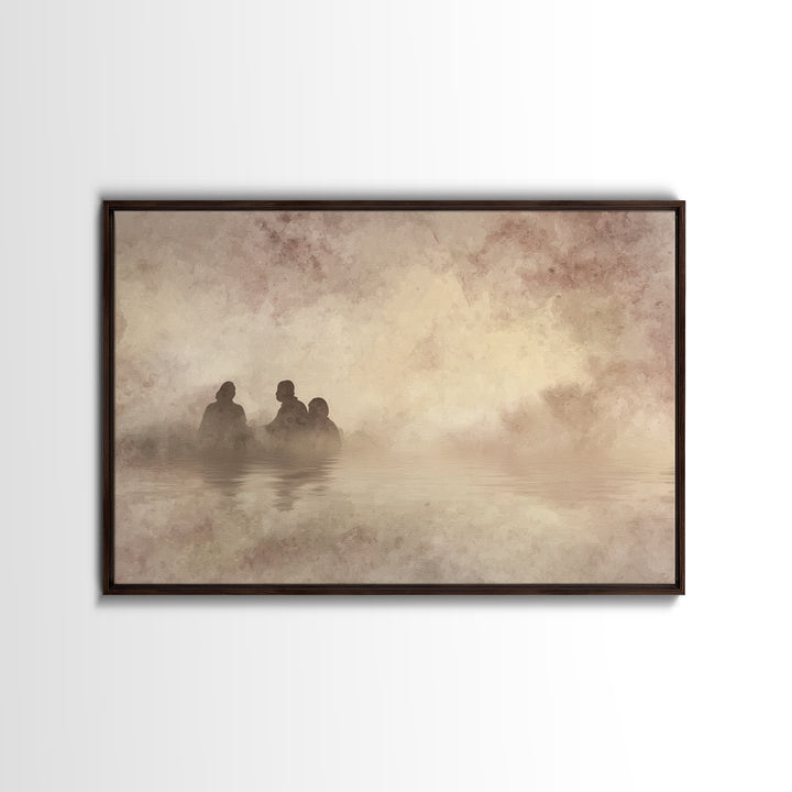 Dawn Baptism Peace – Framed Canvas Print – Christian Art Canvas – Christian Wall Art – Moody Christian Art – Jesus Painting – Christian Chr