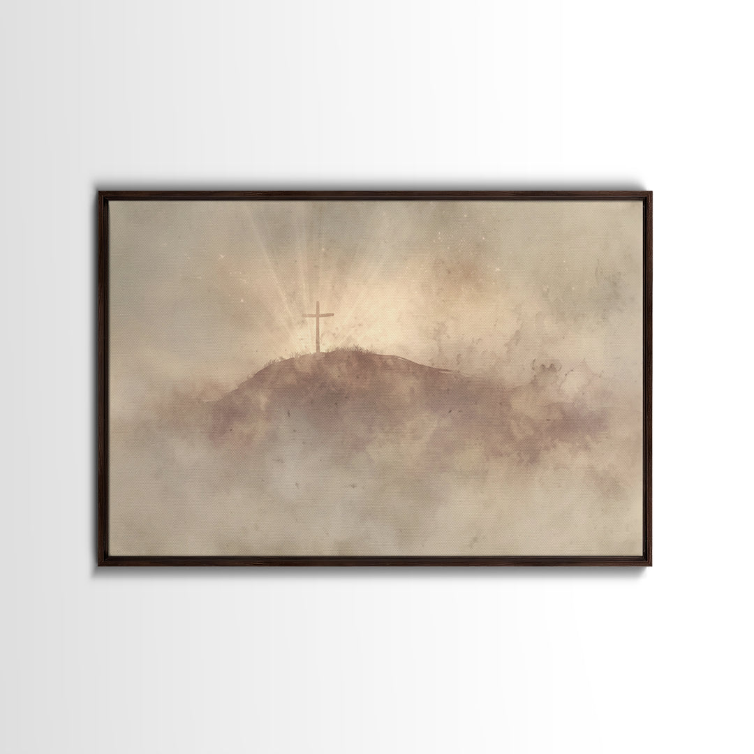 Cloudrise Redemption – Framed Canvas Print – Christian Art Canvas – Christian Wall Art – Moody Christian Art – Christian Decor – Jesus Pain
