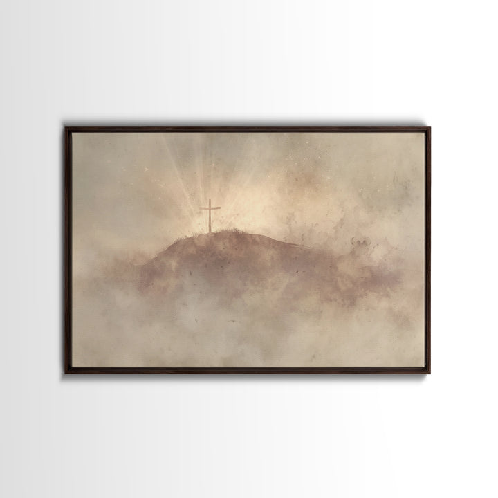 Cloudrise Redemption – Framed Canvas Print – Christian Art Canvas – Christian Wall Art – Moody Christian Art – Christian Decor – Jesus Pain