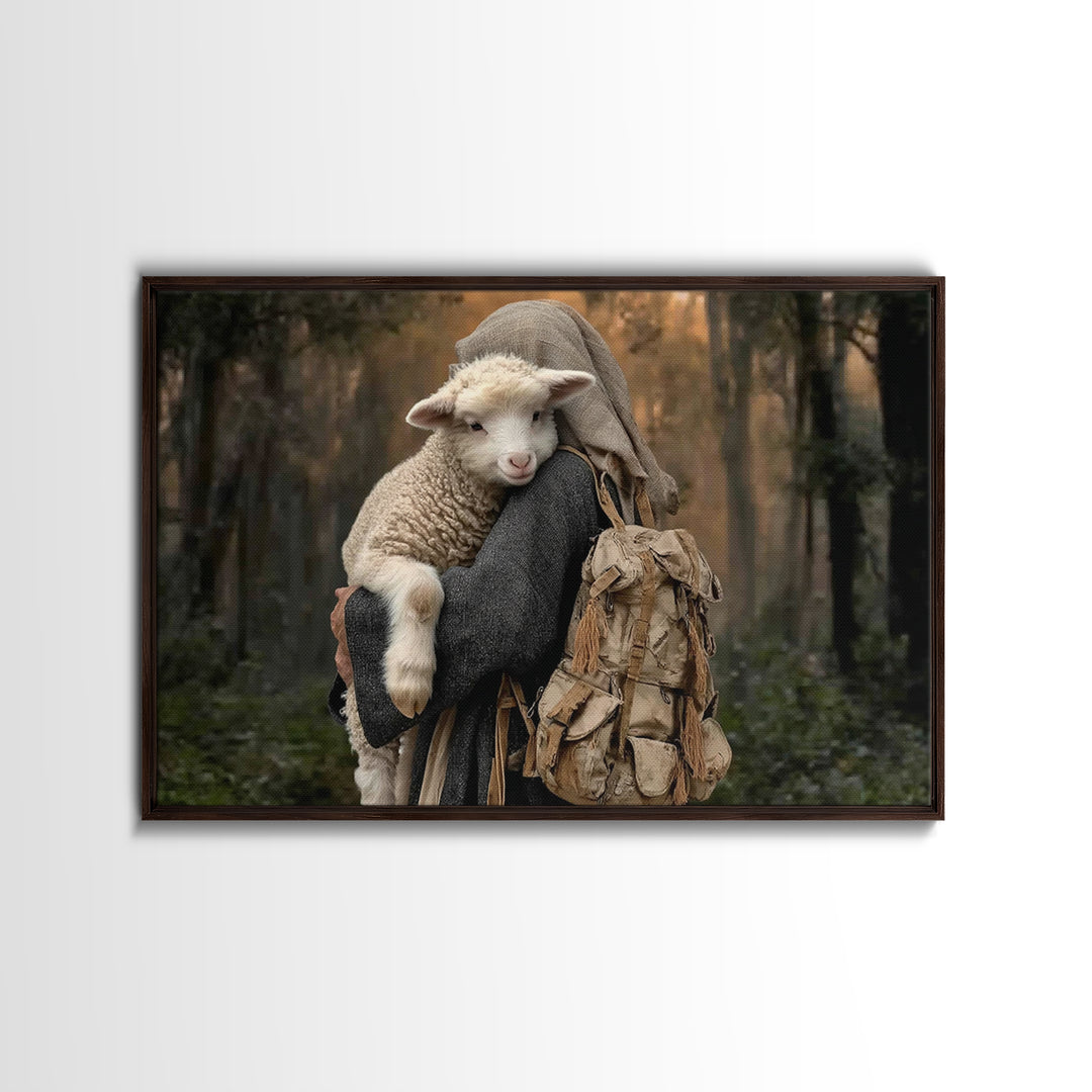 Faithful Shepherd Path – Framed Canvas Print – Christian Art Canvas – Christian Wall Art – Christian Decor – Jesus Painting – Rustic Christ
