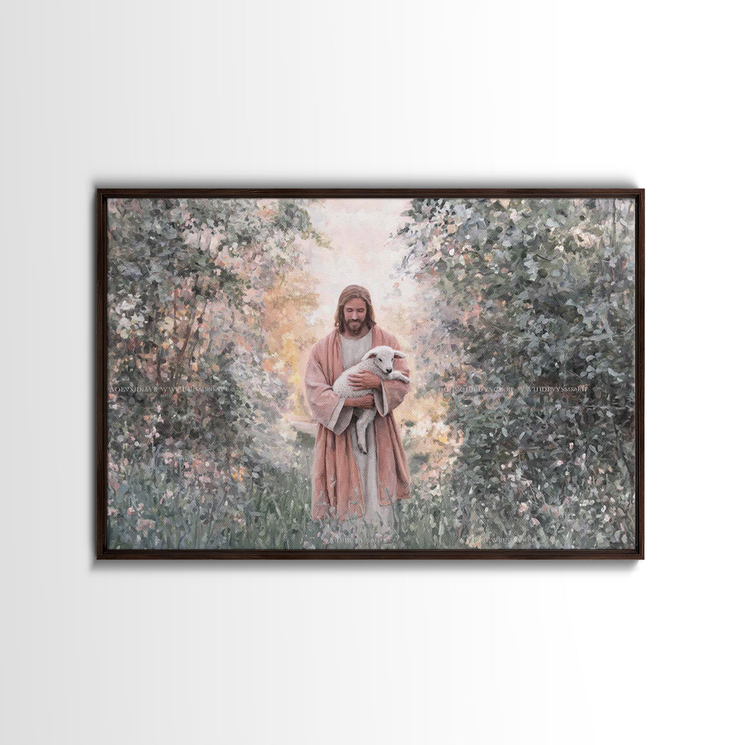Garden Mercy Glow – Framed Canvas Print – Christian Wall Art – Christian Art Canvas – Jesus Painting – Christian Decorations – Large Christ