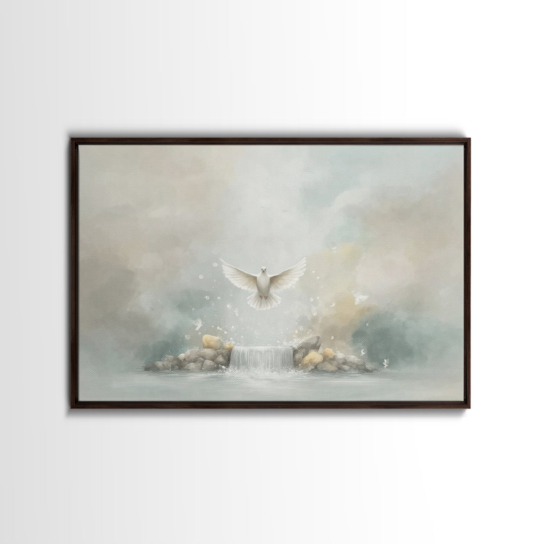 Gentle Ascent | Framed Canvas Print | Christian Art Canvas | Christian Wall Art | Christian Art | Moody Christmas Art | Christian Decoratio