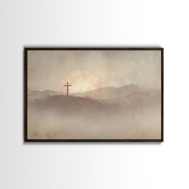 Moonrise Sanctuary, Framed Canvas Print, Christian Art Work, Moody Christian Art, Christian Wall Art, Christian Art Canvas, Subtle Christia