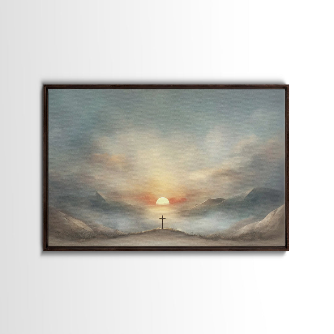 Valley Of Mercy, Framed Canvas Print, Christian Art Canvas, Christian Wall Art, Modern Christian Painting, Christian Decor, Blue Christian