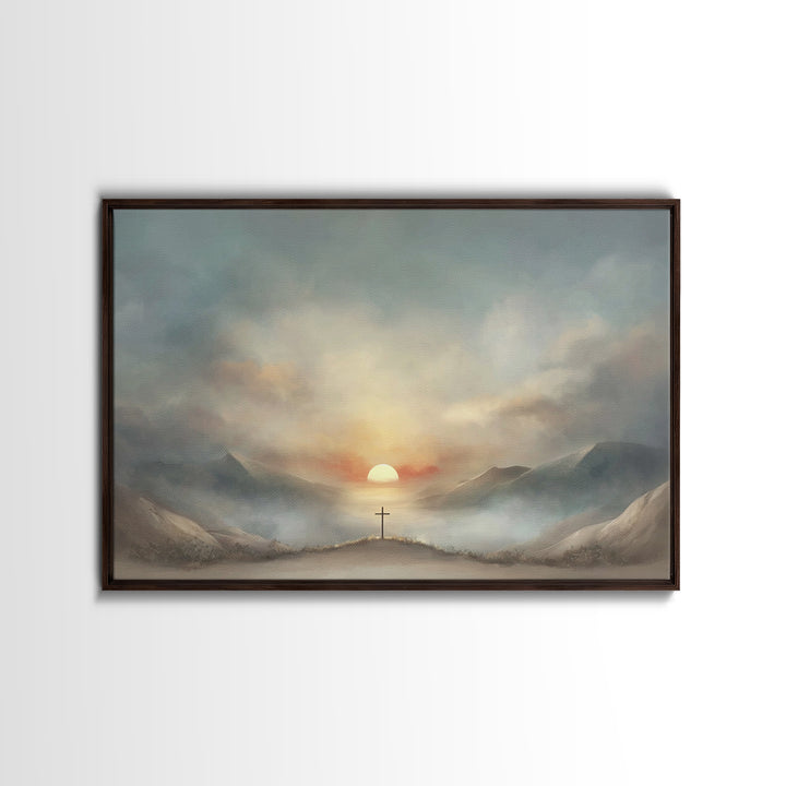 Valley Of Mercy, Framed Canvas Print, Christian Art Canvas, Christian Wall Art, Modern Christian Painting, Christian Decor, Blue Christian