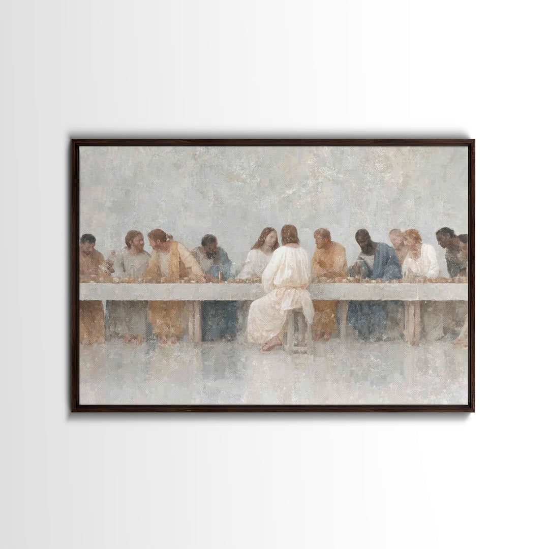 Sacred Banquet Harmony, Framed Canvas Print, Christian Art Work, Modern Christian Painting, Jesus Paintings, Christian Decor, Christmas Art