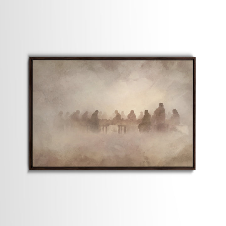 Mystic Supper Cloud – Framed Canvas Print – Christian Art Work – Jesus Painting – Christian Wall Art – Subtle Christian Paintings – Christm