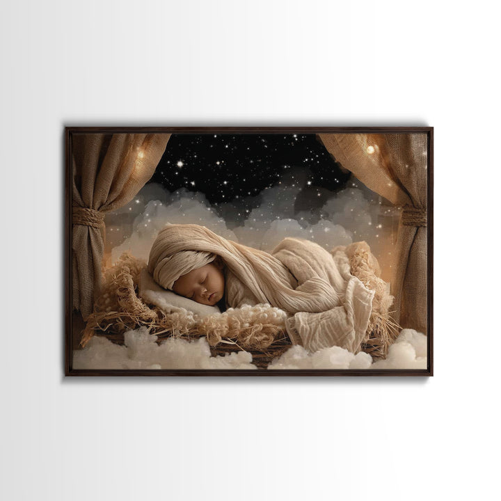 Heaven’s Infant Dream | Framed Canvas Print | Christian Art Canvas | Christmas Art Prints | Jesus Christmas Art | Christian Wall Art | Mode