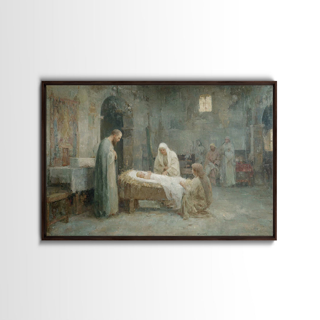 Pure Morning Grace, Framed Canvas Print, Christian Wall Art, Christmas Art Framed, Christian Art Canvas, White Christmas Art, Subtle Christ
