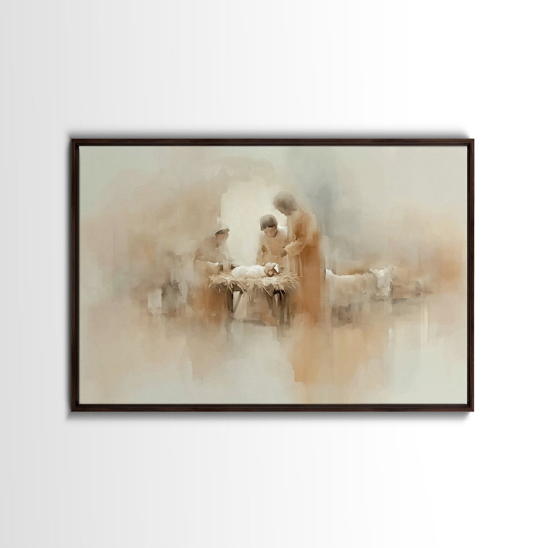 Blessed Nativity Circle – Framed Canvas Print – Christian Art Canvas – Christmas Art Prints – Jesus Christmas Art – Christian Wall Art – Ch