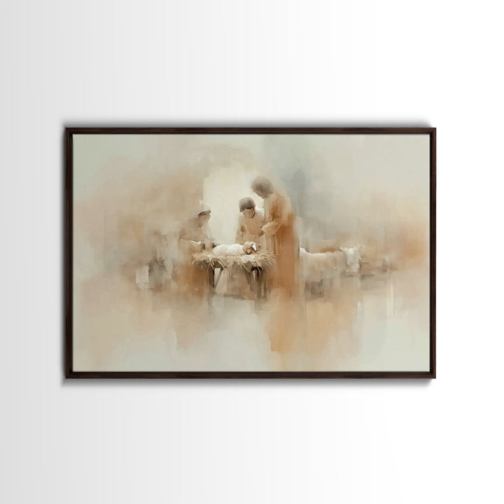 Blessed Nativity Circle – Framed Canvas Print – Christian Art Canvas – Christmas Art Prints – Jesus Christmas Art – Christian Wall Art – Ch