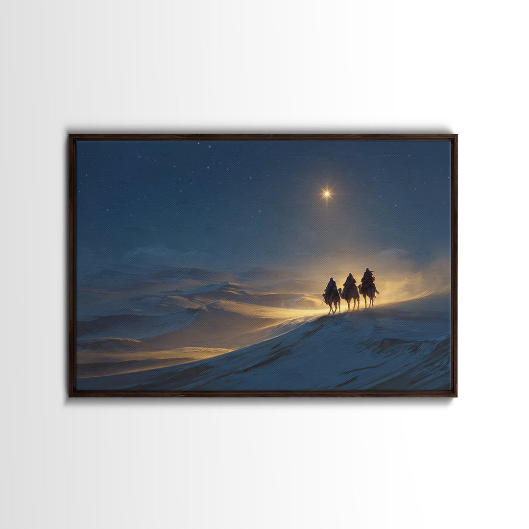 Night Of The Kings, Framed Canvas Print, Christian Art Prints, Christian Christmas Art, Christian Wall Art, Jesus Painting, Christmas Art W