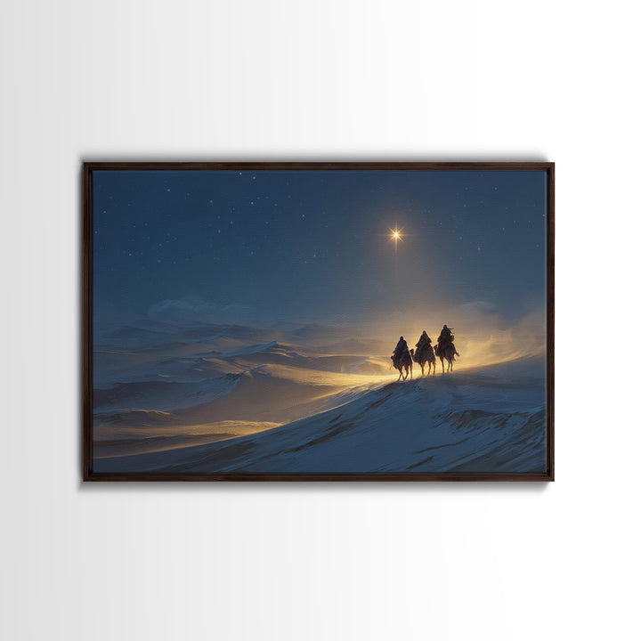 Night Of The Kings, Framed Canvas Print, Christian Art Prints, Christian Christmas Art, Christian Wall Art, Jesus Painting, Christmas Art W