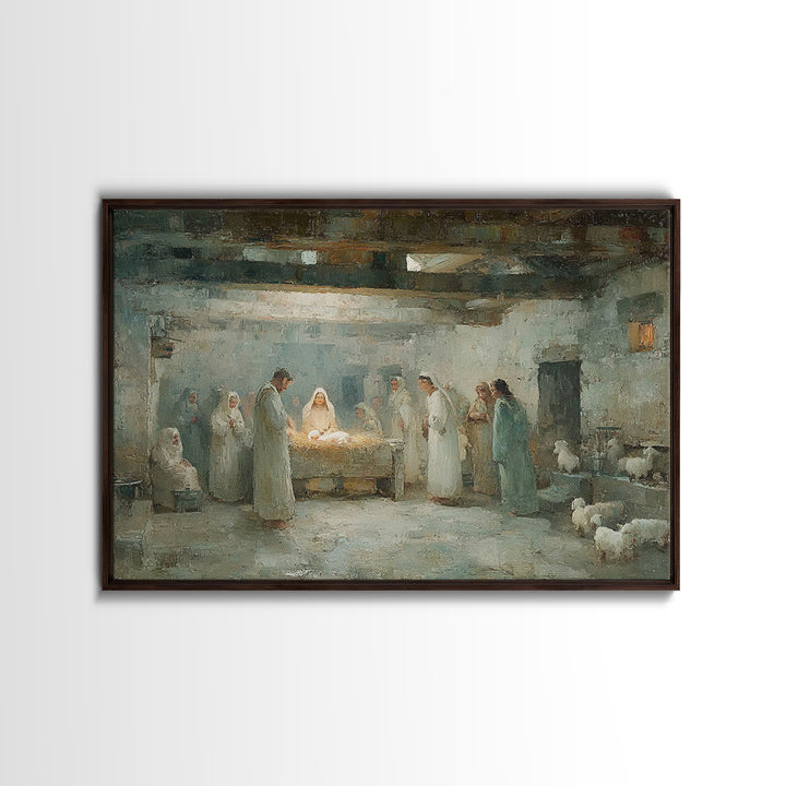 Bethlehem Gathering – Framed Canvas Print – Christian Christmas Art – Christian Wall Art – Christmas Art – Christian Art Canvas – Jesus Pai