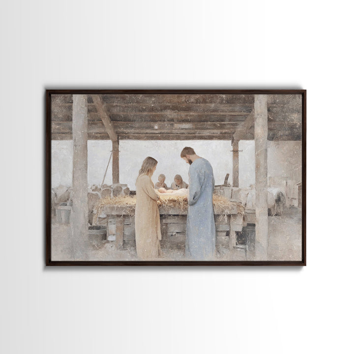 Humble Stable Grace – Framed Canvas Print – Christian Art Canvas – Christian Wall Art – Christmas Art – Christian Christmas Art – Jesus Pai