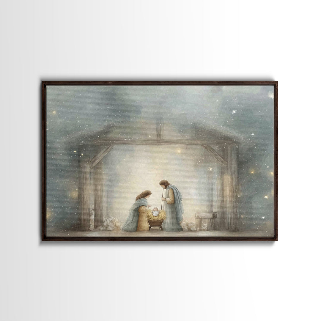 Manger Blessing | Framed Canvas Print | Christian Art Canvas | Christmas Art | Christian Wall Art | Christian Christmas Decor | Jesus Art P