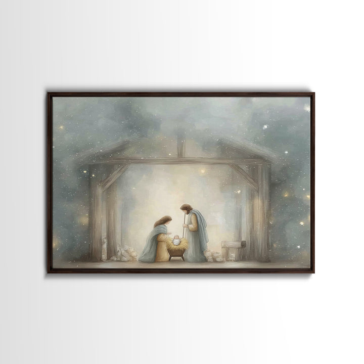 Manger Blessing | Framed Canvas Print | Christian Art Canvas | Christmas Art | Christian Wall Art | Christian Christmas Decor | Jesus Art P