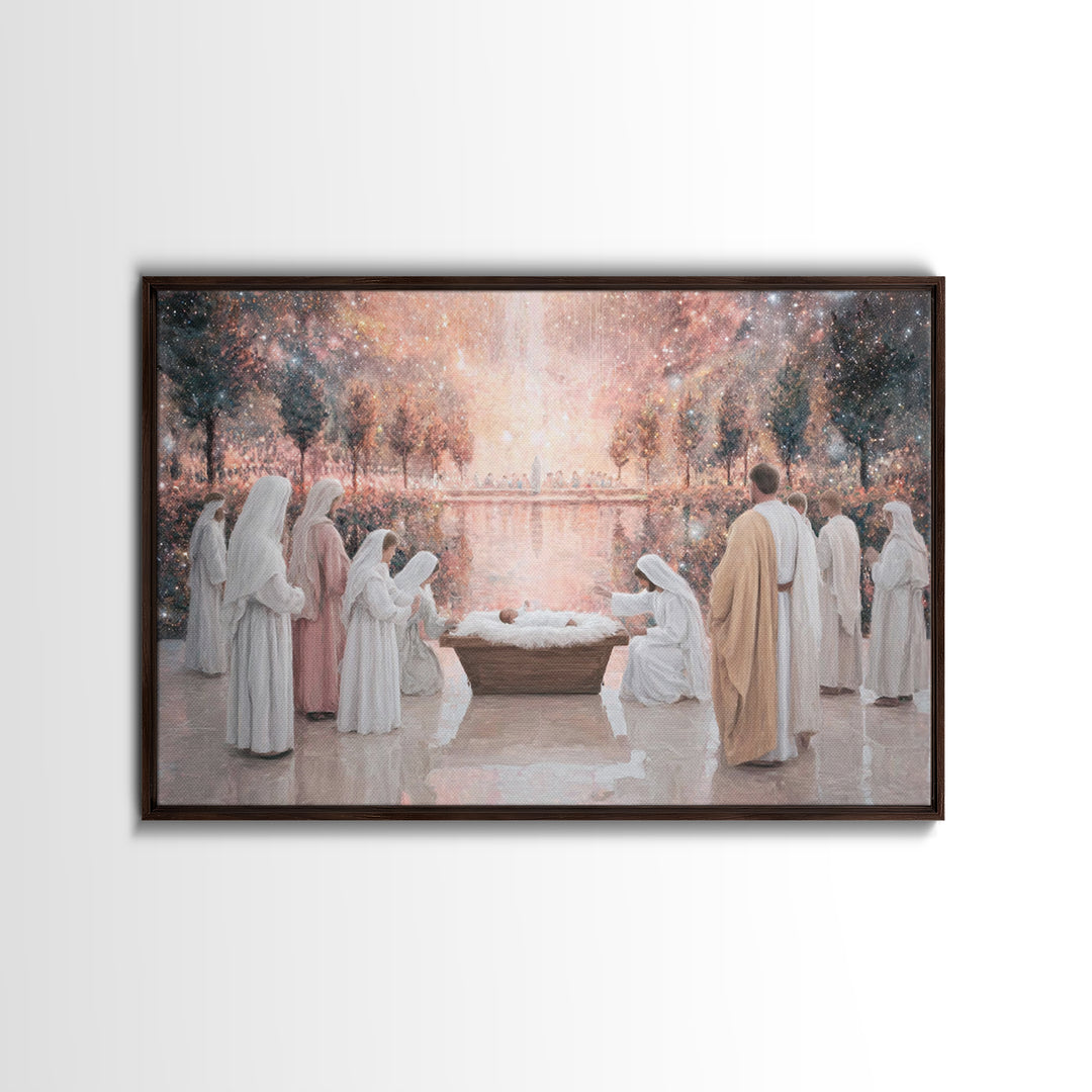 Celestial Birth – Framed Canvas Print – Jesus Painting – Christian Christmas Art – Christian Wall Art – Christian Art Canvas – Christian Gi
