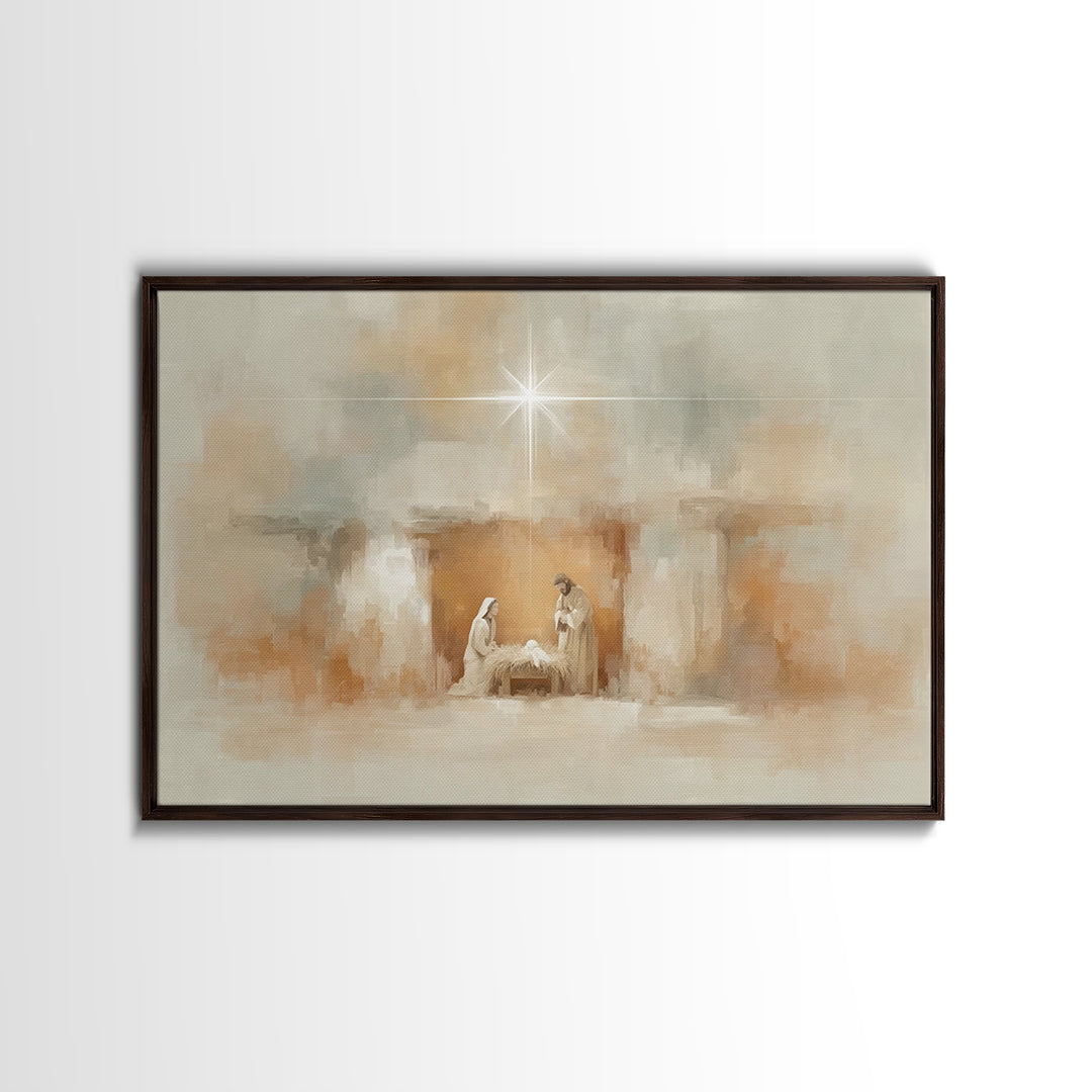 Humble Dawn – Framed Canvas Print – Jesus Painting – Christian Gift – Christian Wall Art – Christmas Art – Christian Art Canvas