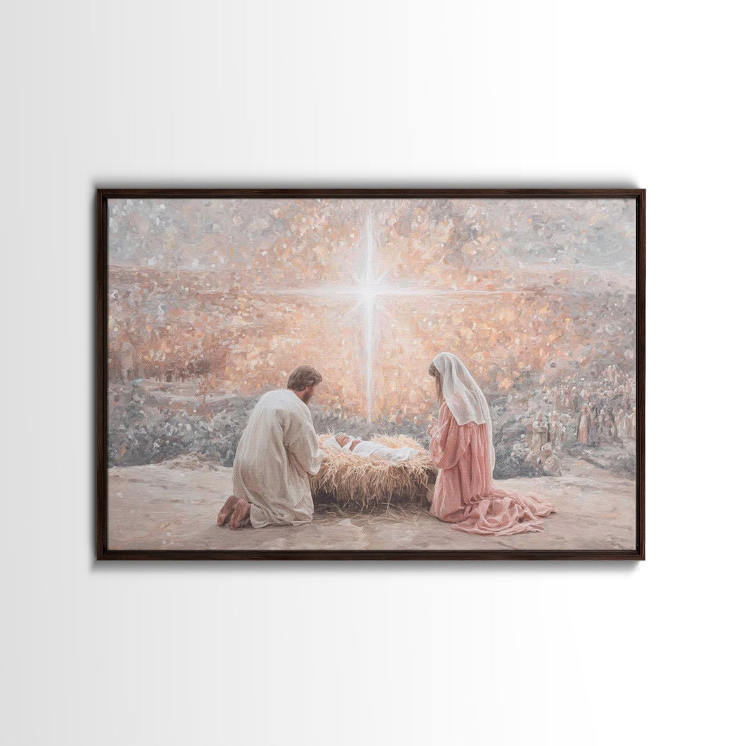 Holy Night Light – Framed Canvas Print – Christian Wall Art – Jesus Christmas Art – Christian Art Canvas – Christmas Art Prints – Christian