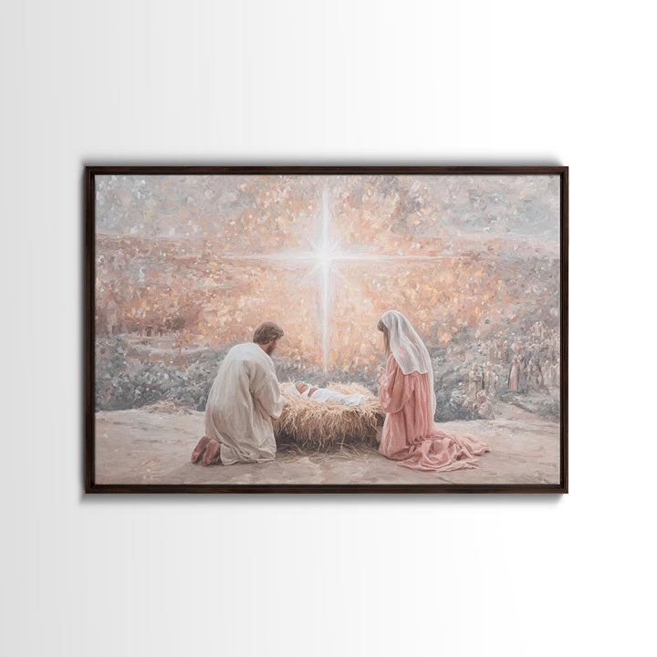 Holy Night Light – Framed Canvas Print – Christian Wall Art – Jesus Christmas Art – Christian Art Canvas – Christmas Art Prints – Christian