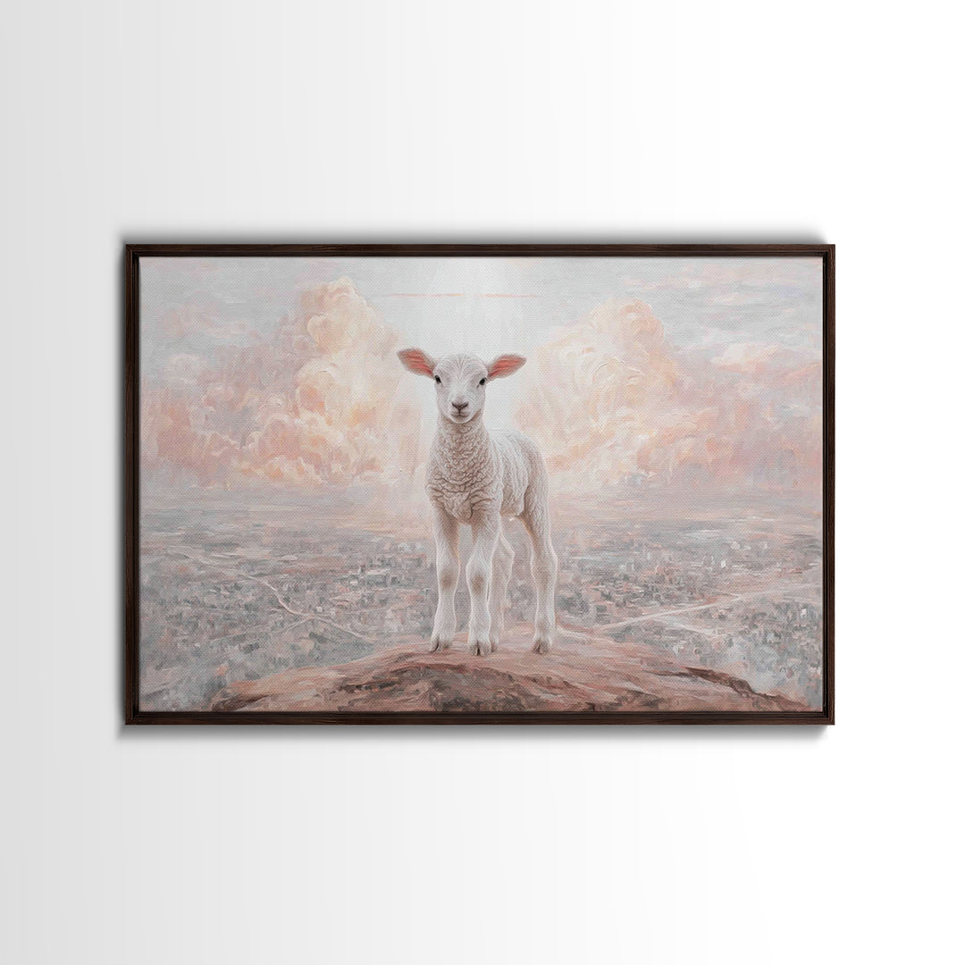 Shepherd’s Cliff – Framed Canvas Print – Christian Wall Art – Christian Art Canvas – Vintage Christian Art – Moody Christian Art – Christia